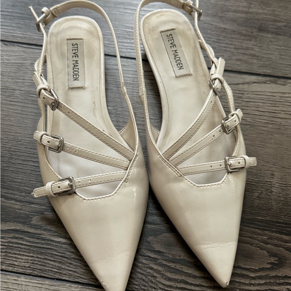 Steve Madden Cream Strappy Flats